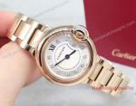 Copy Cartier Ballon Bleu De All Gold White Face Diamond 28mm Watch